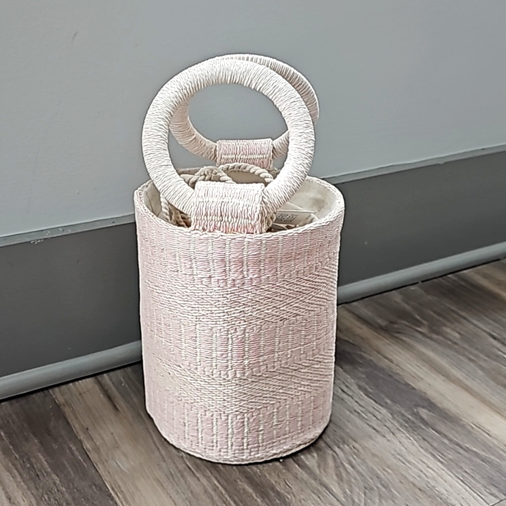 Signed Olsen Pink and Beige Woven Bag - NWT